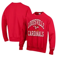 Men's Champion Red Louisville Cardinals Vault Late Night Reverse Weave Pullover Sweatshirt