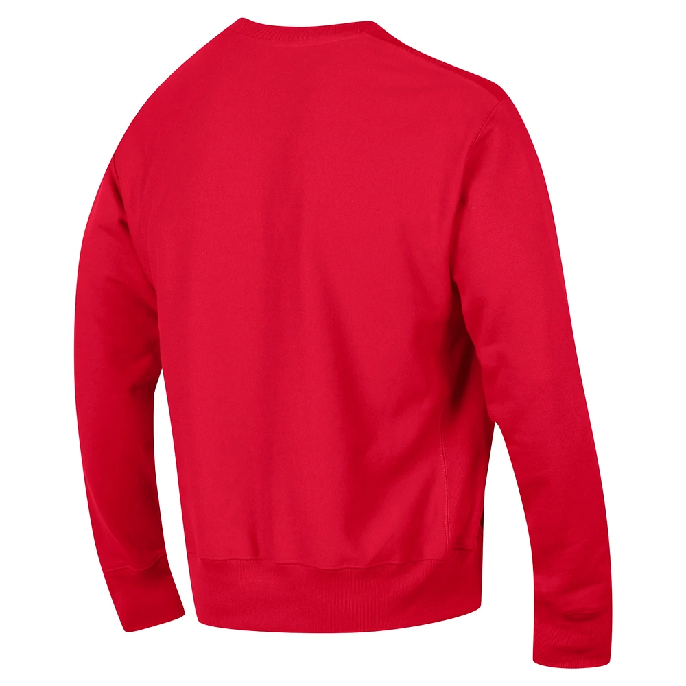 Men's Champion Red Louisville Cardinals Vault Late Night Reverse Weave Pullover Sweatshirt