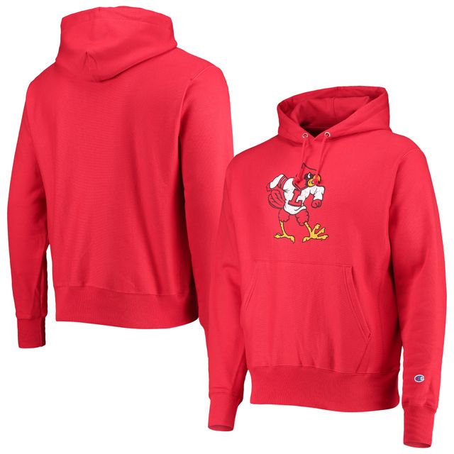 Chandail à capuchon rouge Champion pour hommes Louisville Cardinals Vault Logo Reverse Weave