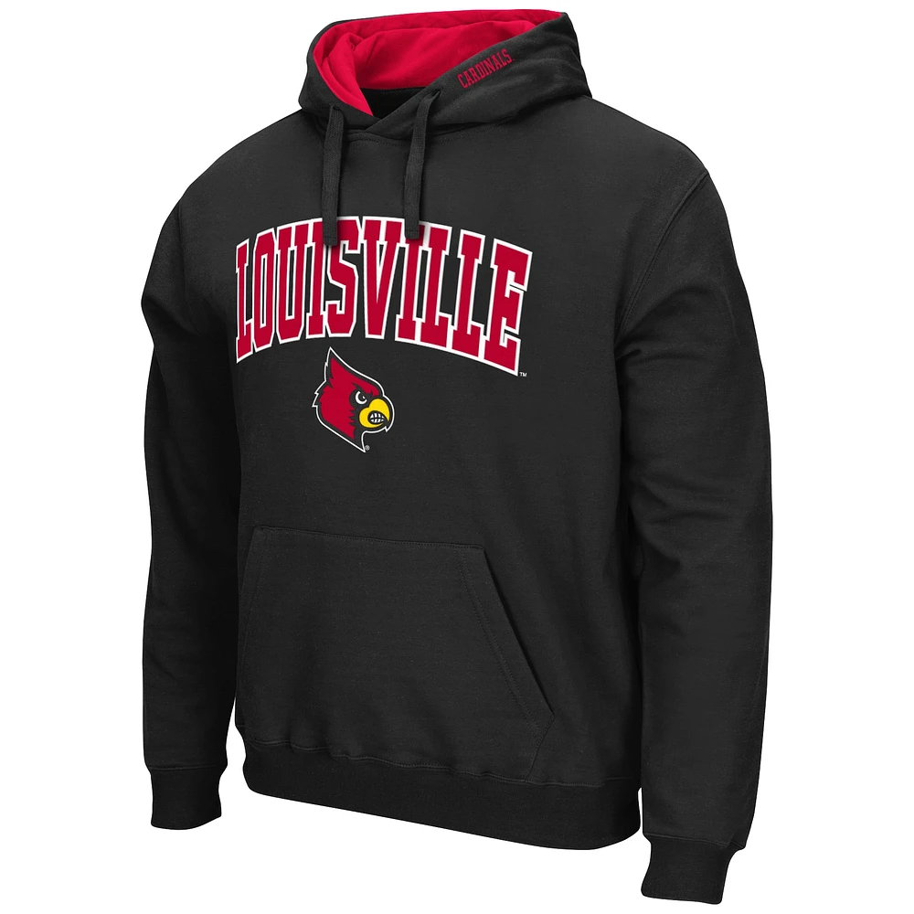 Men's Colosseum Black Louisville Cardinals Arch & Logo 3.0 Pullover Hoodie