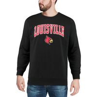 Men's Colosseum Black Louisville Cardinals Arch & Logo Crew Neck Sweatshirt