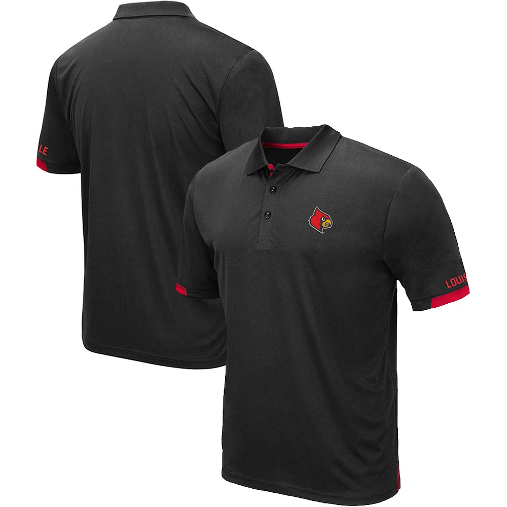 Men's Colosseum Black Louisville Cardinals Big & Tall Santry Polo