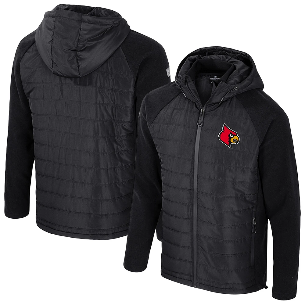 Veste à capuche entièrement zippée Block The Sun pour homme Colosseum Black Louisville Cardinals