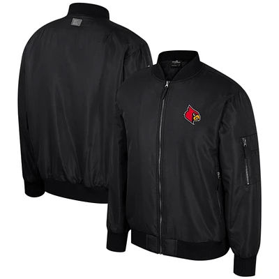 Blouson aviateur entièrement zippé Colosseum pour hommes, Louisville Cardinals, noir