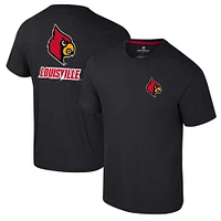 Men's Colosseum Black Louisville Cardinals Logo Lockup 2-Hit Active Blend T-Shirt