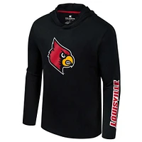 T-shirt à capuche manches longues avec logo Colosseum Black Louisville Cardinals Lockup Active Blend pour hommes