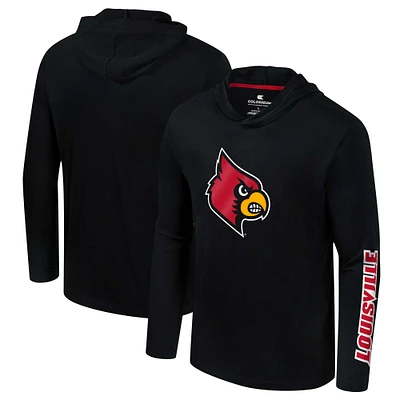 T-shirt à capuche manches longues avec logo Colosseum Black Louisville Cardinals Lockup Active Blend pour hommes