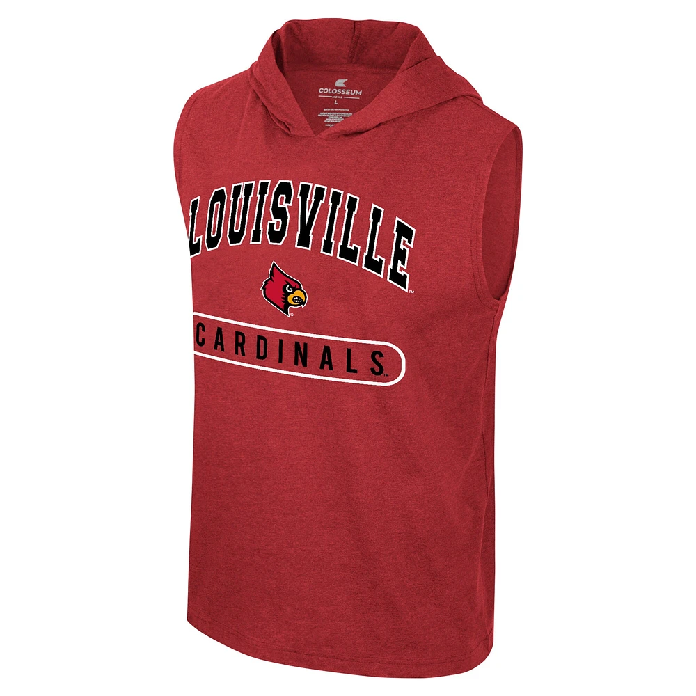 Débardeur à capuche sans manches Colosseum Cardinal Louisville Cardinals pour hommes