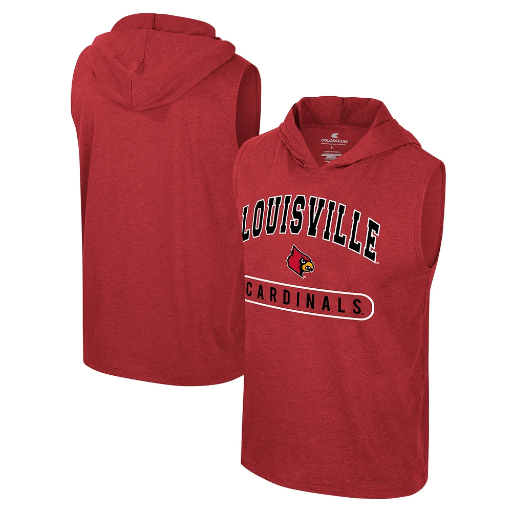 Débardeur à capuche sans manches Colosseum Cardinal Louisville Cardinals pour hommes