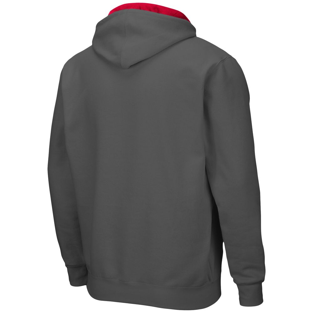 Men's Colosseum Charcoal Louisville Cardinals Arch & Logo 3.0 Full-Zip Hoodie