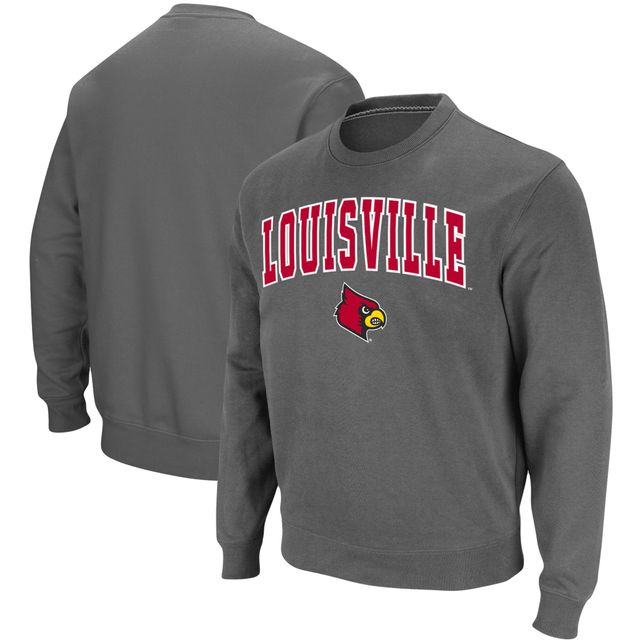 Men's Colosseum White Louisville Cardinals Arch & Logo Crew Neck Sweatshirt Size: Medium