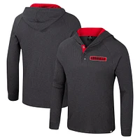 Men's Colosseum  Charcoal Louisville Cardinals Dujour Ralgan Long Sleeve Henley Hoodie T-Shirt