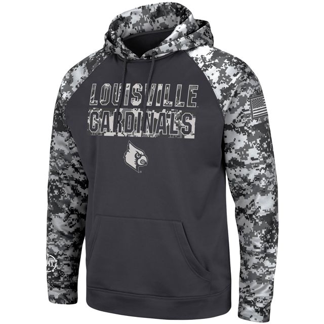 Sweat à capuche Colosseum Charcoal Louisville Cardinals OHT Military Appreciation Digital Camo pour homme