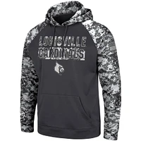 Men's Colosseum Charcoal Louisville Cardinals OHT Military Appreciation Digital Camo Pullover Hoodie