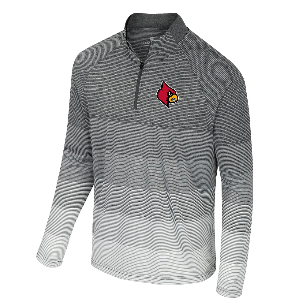 Men's Colosseum  Gray Louisville Cardinals AI Striped Mesh Quarter-Zip Raglan Windshirt