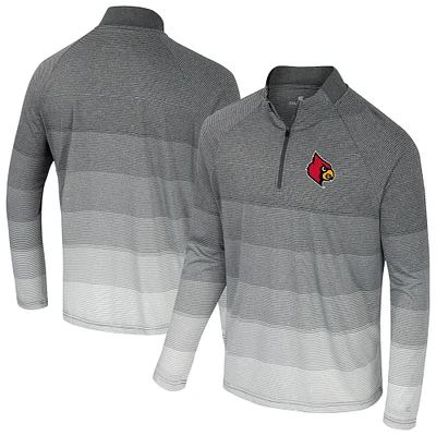 Men's Colosseum  Gray Louisville Cardinals AI Striped Mesh Quarter-Zip Raglan Windshirt