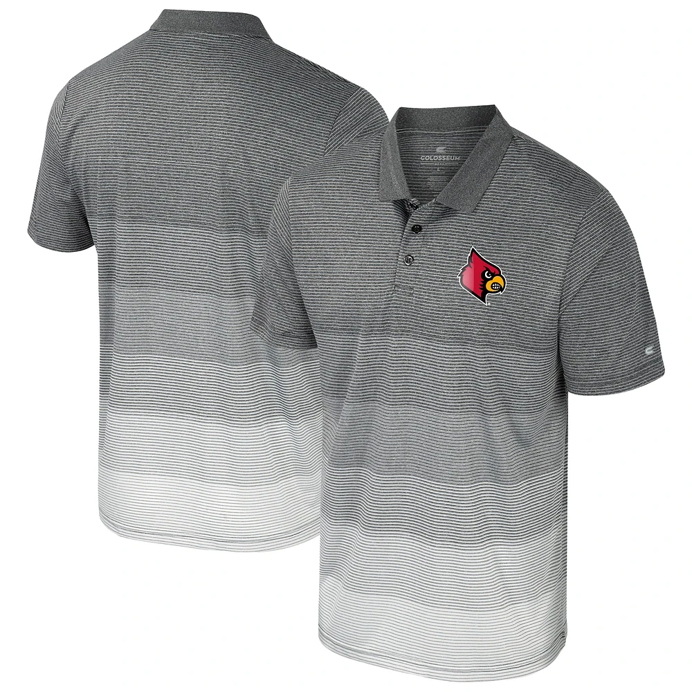 Men's Colosseum Gray Louisville Cardinals Striped Mesh Polo