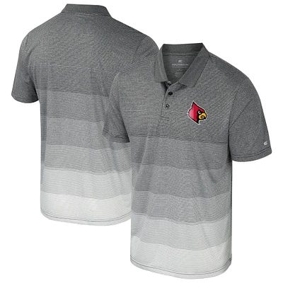 Men's Colosseum Gray Louisville Cardinals Striped Mesh Polo