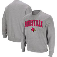 Men's Colosseum Heather Gray Louisville Cardinals Arch & Logo Crew Neck Sweatshirt