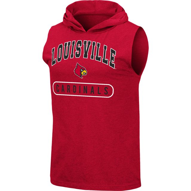 Colosseum Heathered Red Louisville Cardinals Varsity Hoodie Tank Top Heather Red