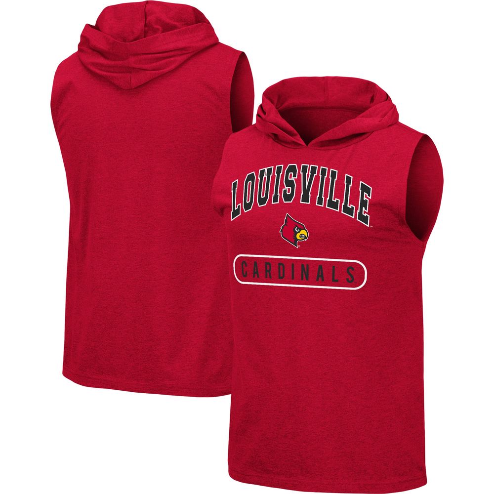 Men's Colosseum Black Louisville Cardinals Arch & Logo Crew Neck Sweatshirt