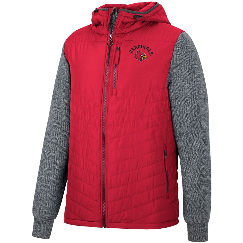 Men's Colosseum Red Louisville Cardinals Big & Tall Full-Zip Hoodie