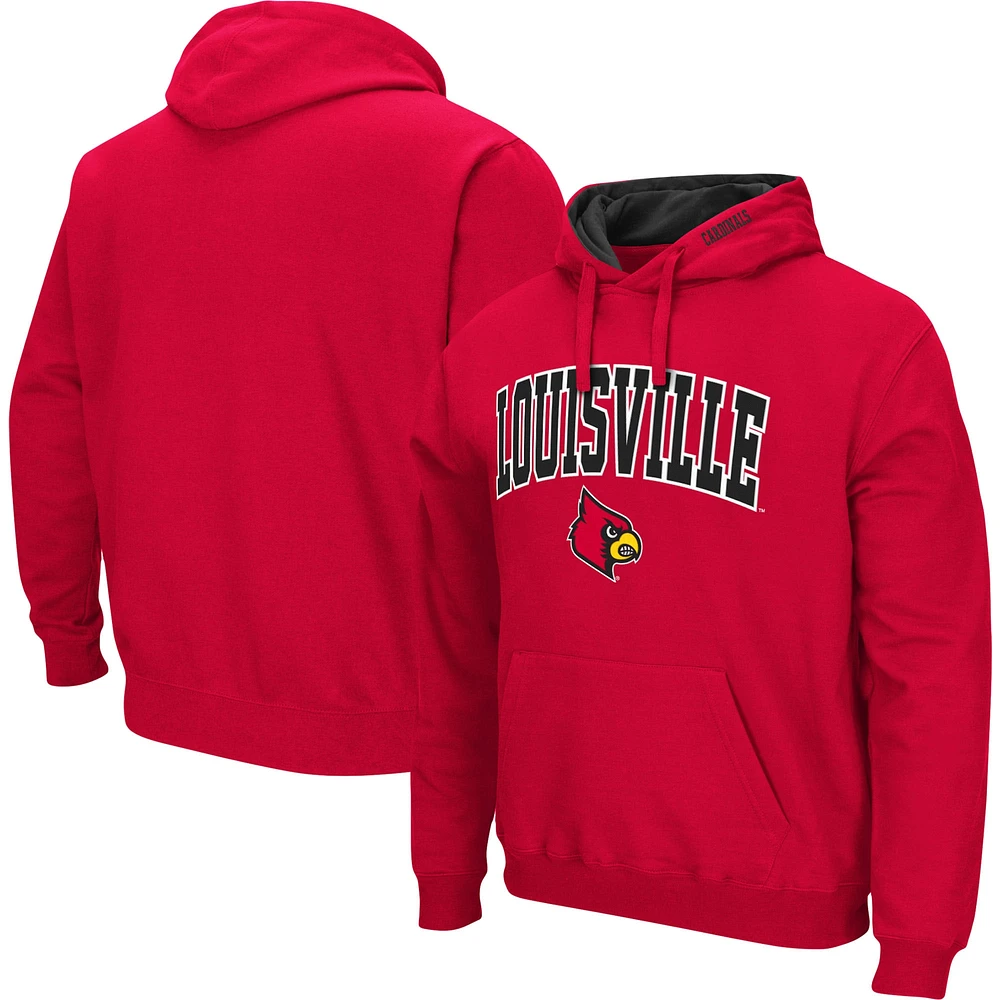 Chandail à capuchon rouge Colosseum pour hommes Louisville Cardinals Arch & Logo 3.0