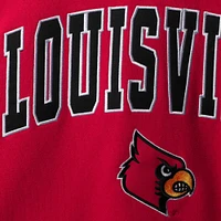 Men's Colosseum Red Louisville Cardinals Arch & Logo Crew Neck Sweatshirt