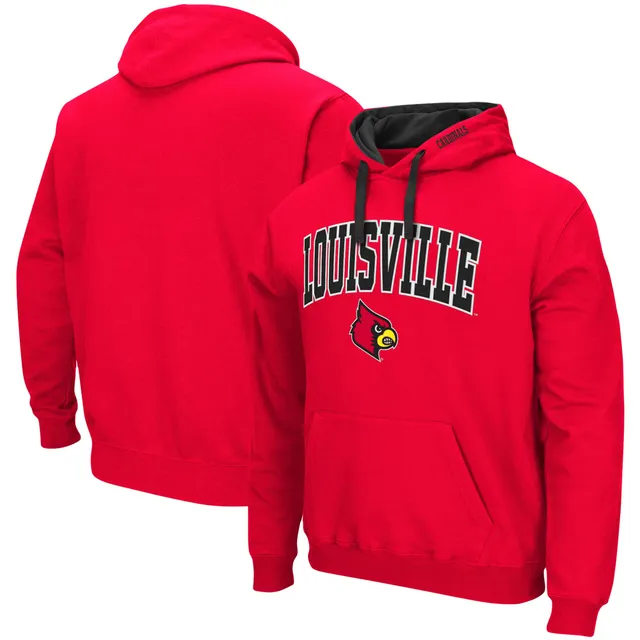 Men's Colosseum White Louisville Cardinals Arch & Logo 3.0 Pullover Hoodie