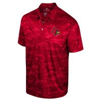 Men's Colosseum Red Louisville Cardinals Daly Print Polo