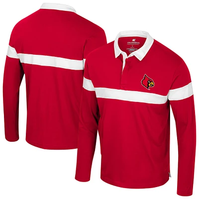 Men's Colosseum  Red Louisville Cardinals Too Cool For School Long Sleeve Polo