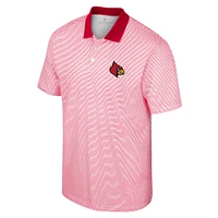 Men's Colosseum White/Red Louisville Cardinals Print Stripe Polo