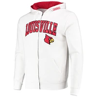 Men's Colosseum White Louisville Cardinals Arch & Logo 3.0 Full-Zip Hoodie