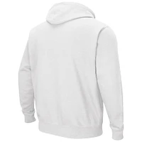 Men's Colosseum White Louisville Cardinals Arch & Logo 3.0 Pullover Hoodie