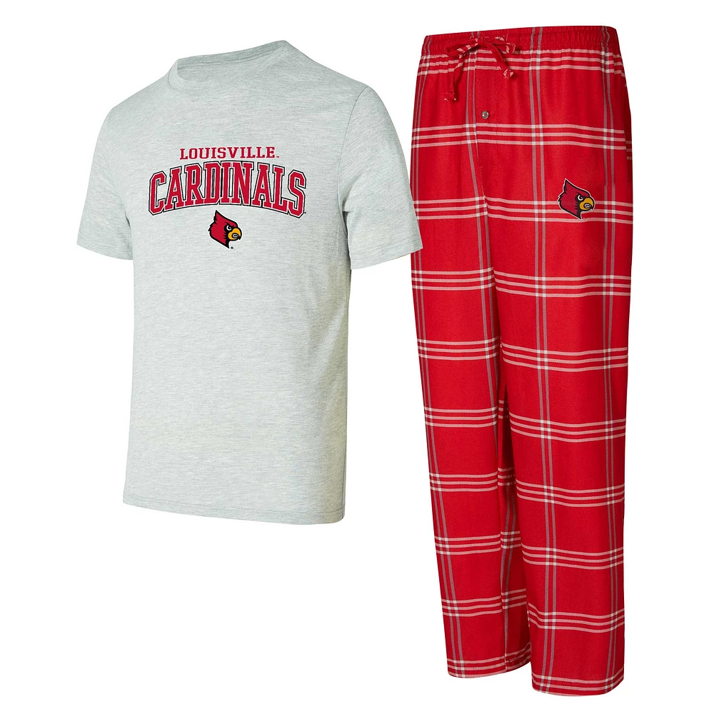 Ensemble de nuit pour homme Concepts Sport Louisville Cardinals avec t-shirt et pantalon