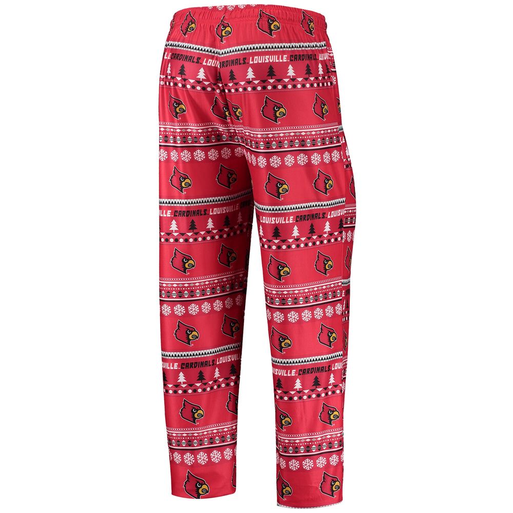 Men's Concepts Sport Red Louisville Cardinals Ugly Sweater Long Sleeve T-Shirt and Pants Sleep Set