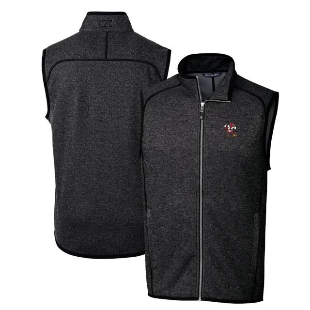Women's Cutter & Buck Heather Gray Louisville Cardinals Mainsail Basic  Sweater-Knit Full-Zip Vest