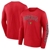 Men's Fanatics Red Louisville Cardinals Distressed Arch Over Logo Long Sleeve T-Shirt