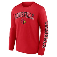 Men's Fanatics Red Louisville Cardinals Distressed Arch Over Logo Long Sleeve T-Shirt
