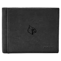 Lids Louisville Cardinals Fossil Leather Ingram RFID Flip ID Bifold Wallet  - Black