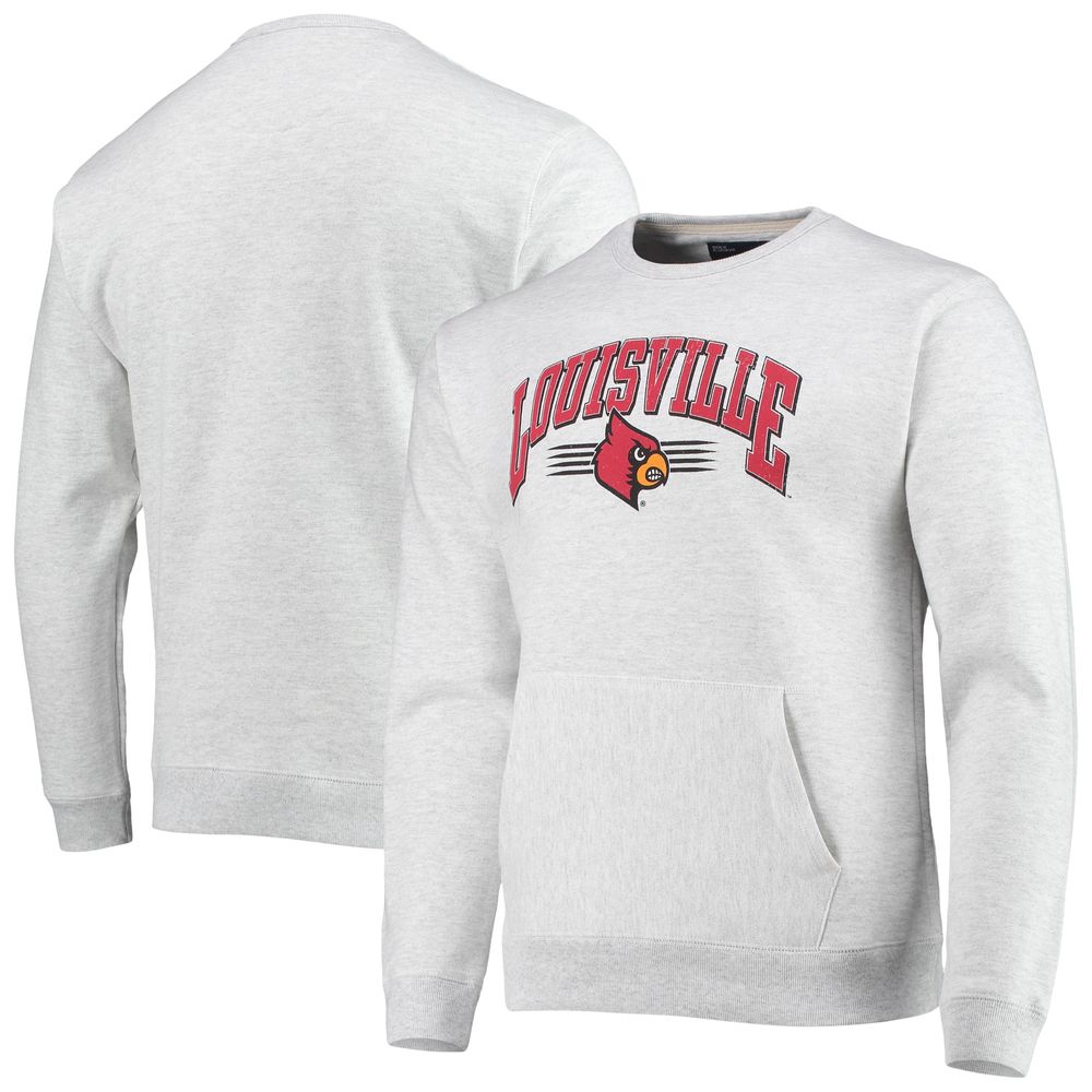 League Collegiate Wear Men's League Collegiate Wear Heathered Gray Louisville  Cardinals Upperclassman Pocket Pullover Sweatshirt