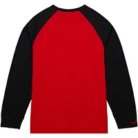 T-shirt à manches longues raglan flammé légendaire des Cardinals de Louisville rouge Mitchell & Ness pour hommes