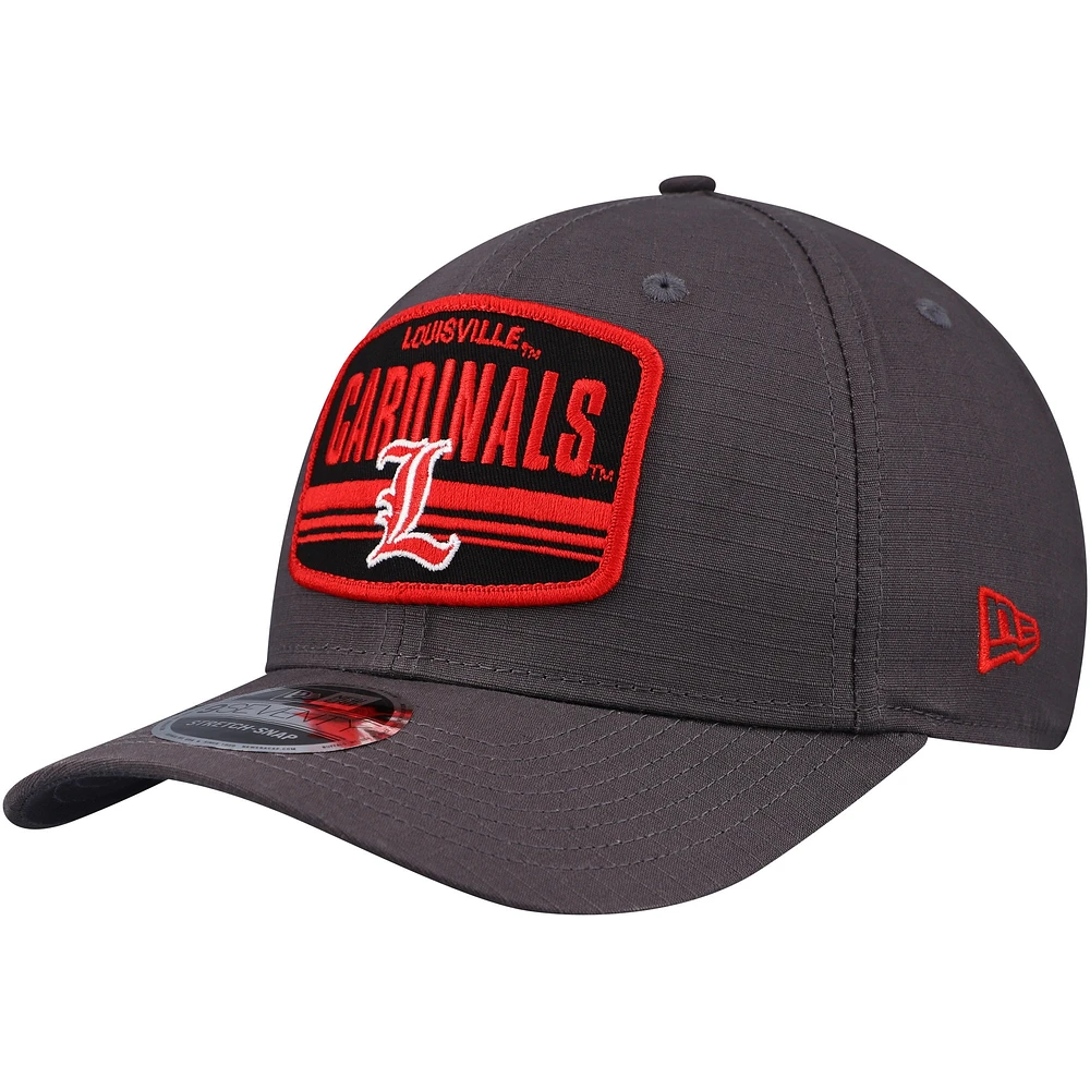 Men's New Era Charcoal Louisville Cardinals Team Elevated 9SEVENTY Stretch-Snap Adjustable Hat