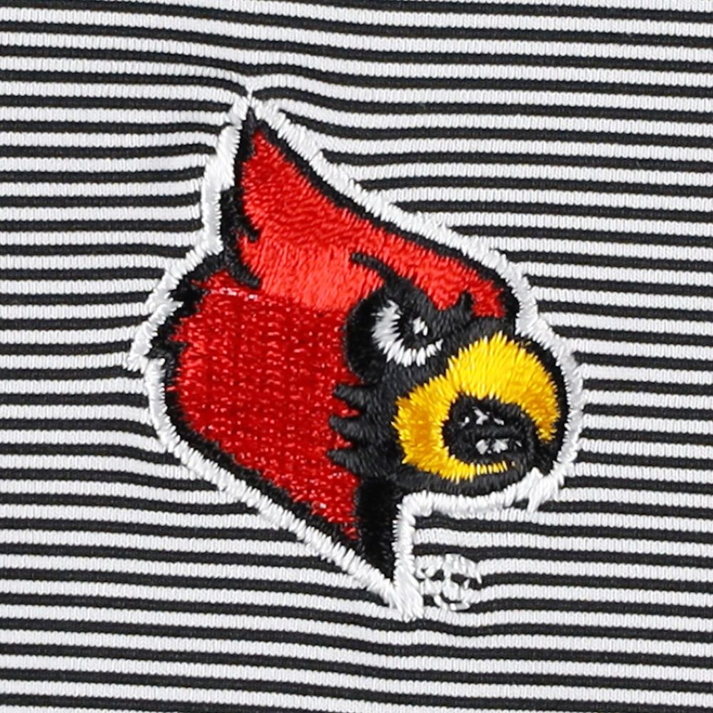 Men's Peter Millar Black Louisville Cardinals Jubilee Striped Performance Jersey Polo