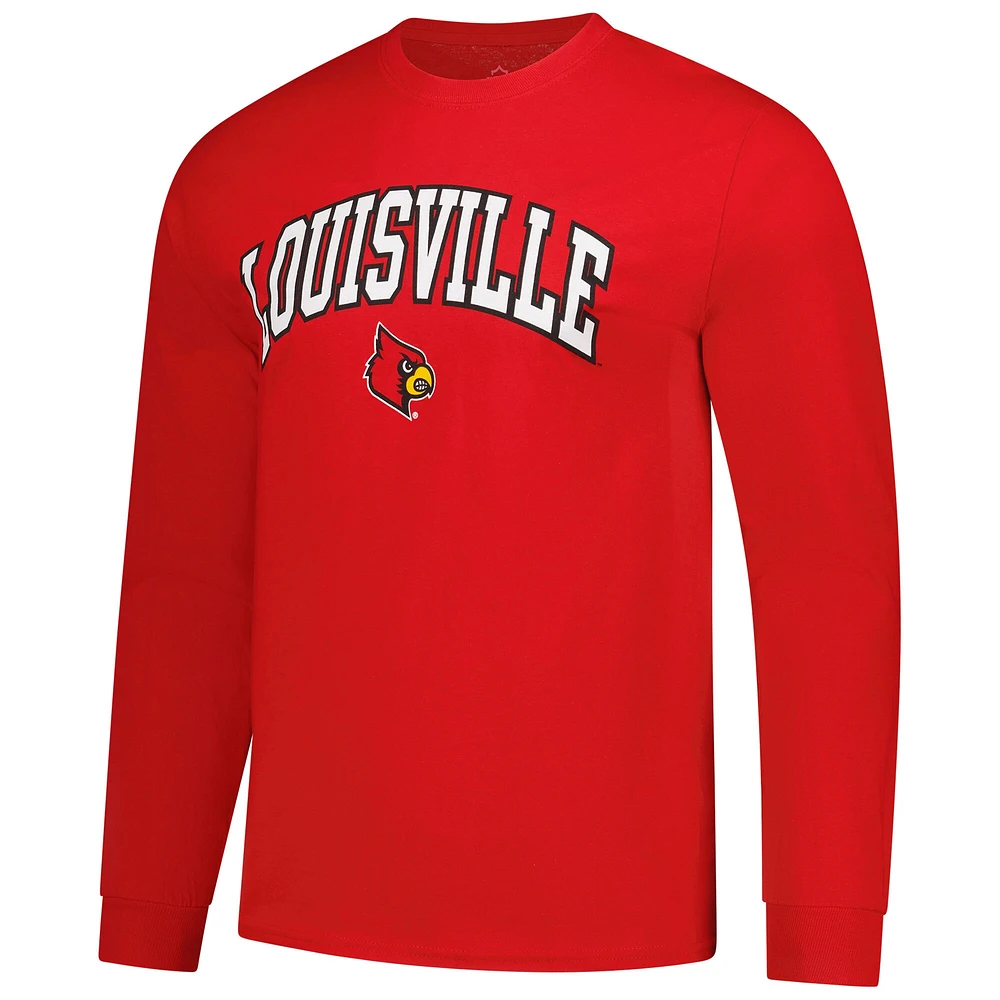 Men's Red Louisville Cardinals Logo Long Sleeve T-Shirt