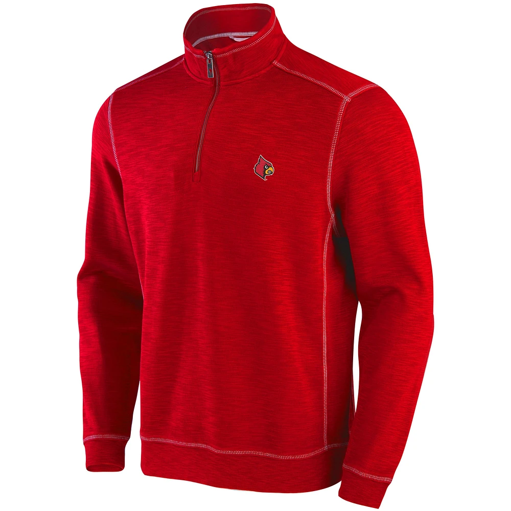 Men's Tommy Bahama Red Louisville Cardinals Sport Tobago Bay Tri-Blend Half-Zip Jacket