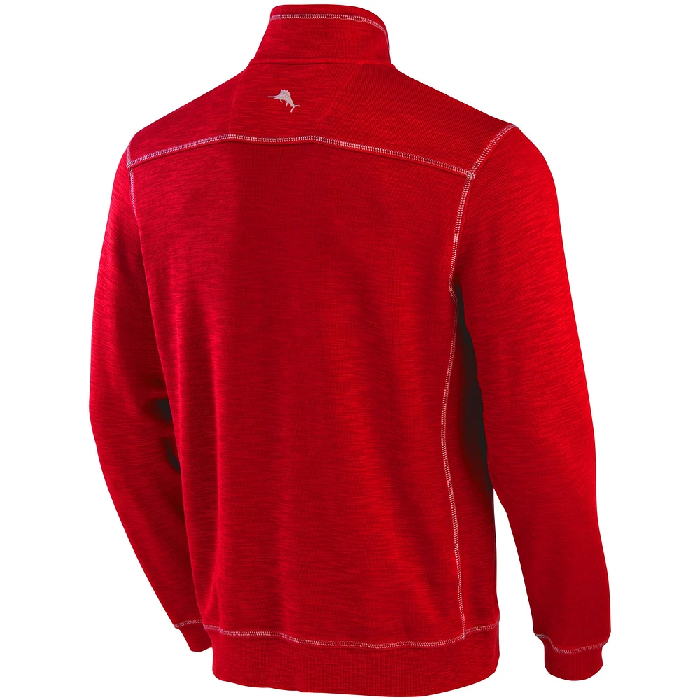 Men's Tommy Bahama Red Louisville Cardinals Sport Tobago Bay Tri-Blend Half-Zip Jacket