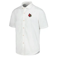 Chemise boutonnée Tommy Bahama pour hommes, Louisville Cardinals, Coconut Point, Palm Vista, IslandZone Camp, blanche