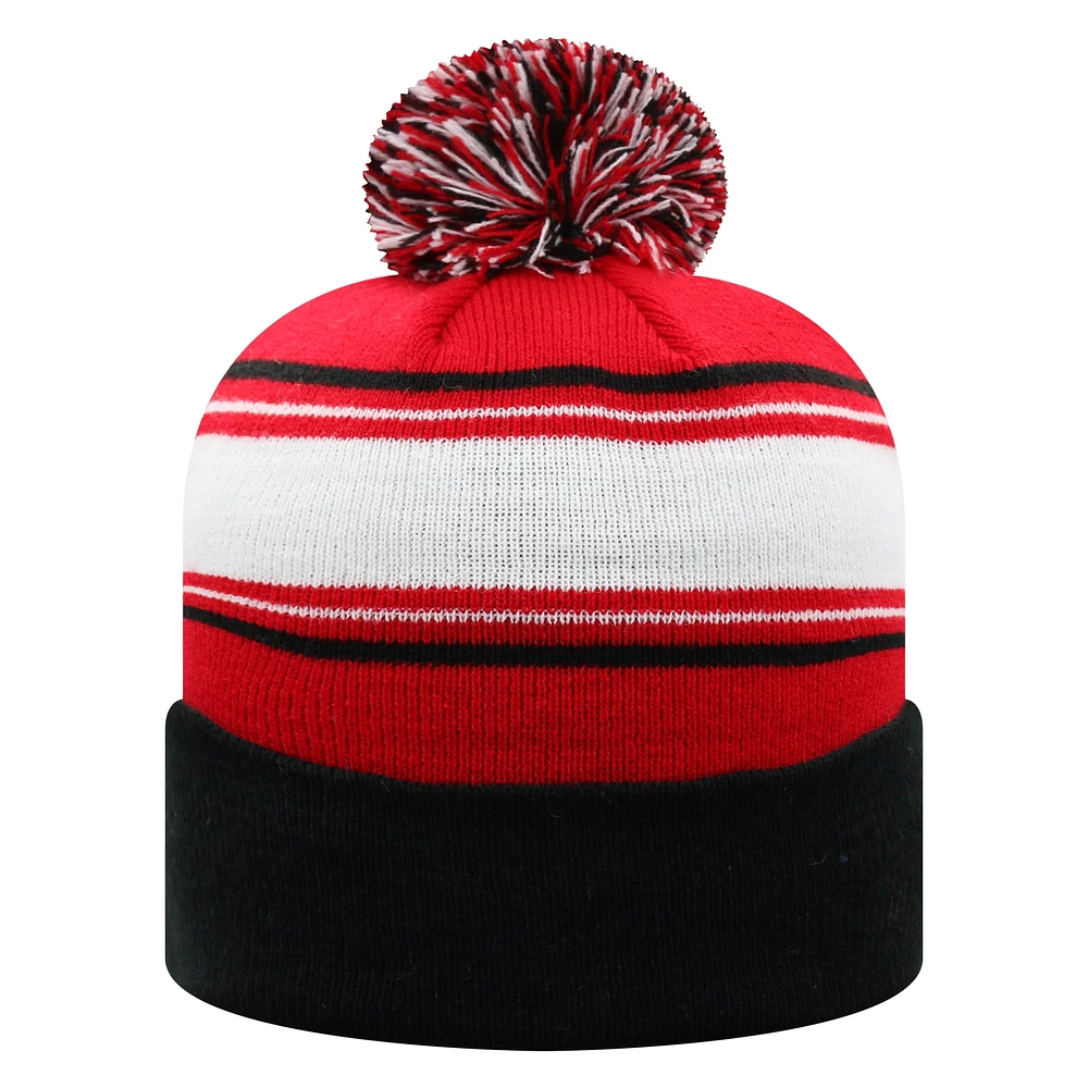 Men's Top of the World Red/White Louisville Cardinals Ambient Cuffed Knit Hat with Pom