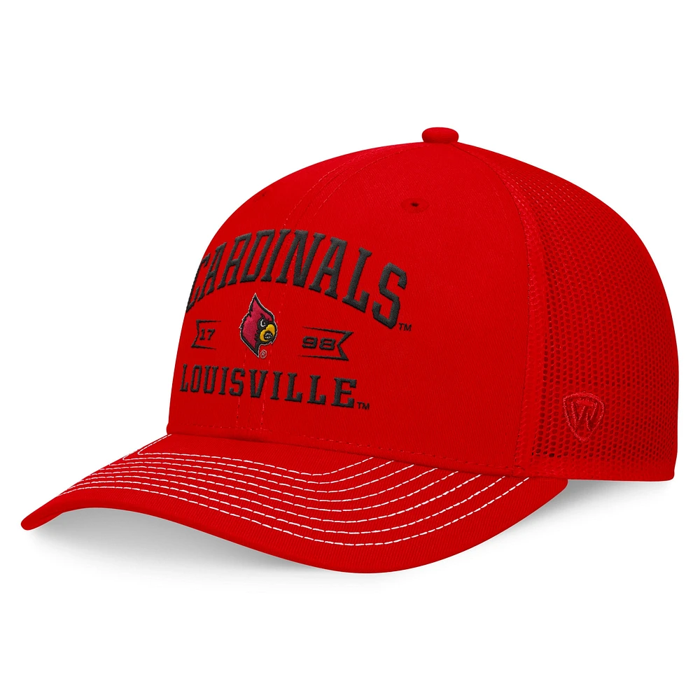 Men's Top of the World Red Louisville Cardinals Carson Trucker Adjustable Hat